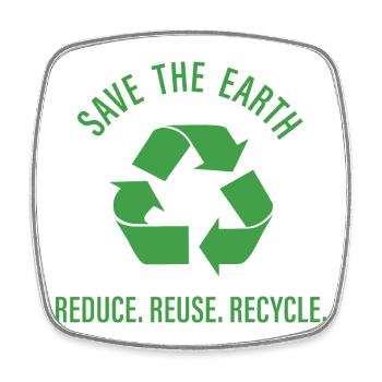 Reduce Reuse Recycle - Square fridge magnet - white - Front
