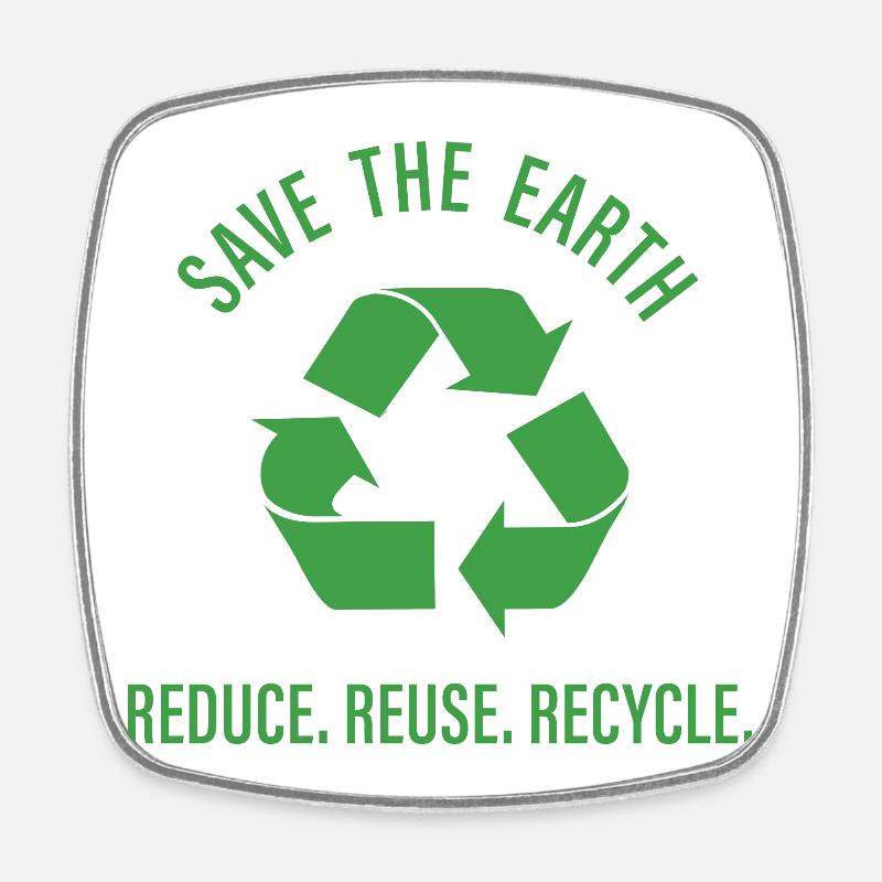 Reduce Reuse Recycle - Square fridge magnet - white