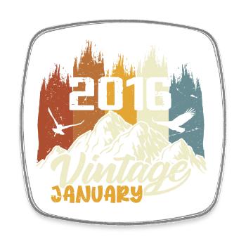 Anniversaire Janvier 2016 - Cadeau Janvier 2016 - Magnet carré - blanc - Devant