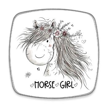 Horse Girl Horse Girl Horses Cartoon - Square fridge magnet - white - Front