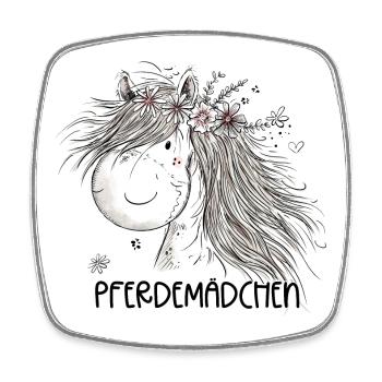 Horse Girl Pferdemädchen Pferde Cartoon - Viereckiger Kühlschrankmagnet - Weiß - Vorne