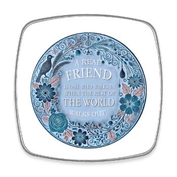 A REAL FRIEND IS ONE WHO WALKS IN WHEN THE REST OF - Viereckiger Kühlschrankmagnet - Weiß - Vorne