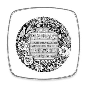 A REAL FRIEND IS ONE WHO WALKS IN - Square fridge magnet - white - Front