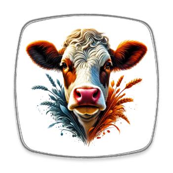 Cow - Square fridge magnet - white - Front