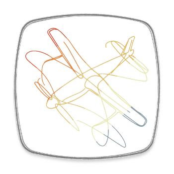 Flugzeug Line Art Vintage - Viereckiger Kühlschrankmagnet - Weiß - Vorne