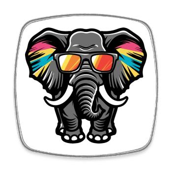 Elefant Cool Comic - Viereckiger Kühlschrankmagnet - Weiß - Vorne