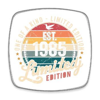 Geburtstagsgeschenk 1985 Jahrgang 1985 Retro 1985 - Viereckiger Kühlschrankmagnet - Weiß - Vorne