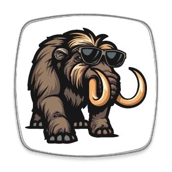 Mammut Bande dessinée cool - Magnet carré - blanc - Devant