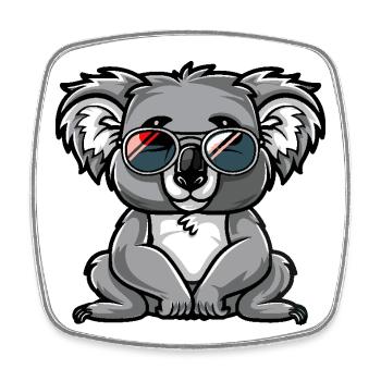 Koala Cool Comic - Viereckiger Kühlschrankmagnet - Weiß - Vorne
