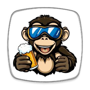 Affe Apres Ski Bier - Viereckiger Kühlschrankmagnet - Weiß - Vorne