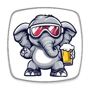 Elephant après-ski beer - Square fridge magnet - white - Front