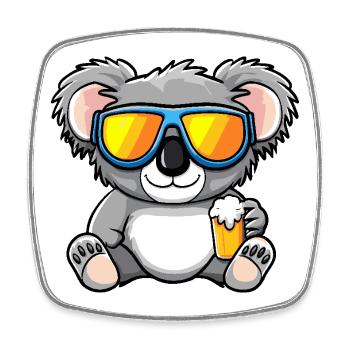 Koala après-ski beer - Square fridge magnet - white - Front
