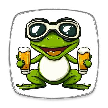 Frosch Apres Ski Bier - Viereckiger Kühlschrankmagnet - Weiß - Vorne