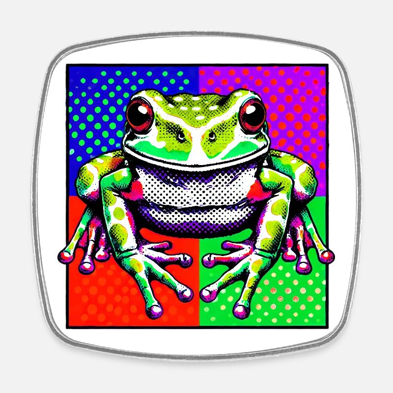 Frosch - Viereckiger Kühlschrankmagnet - Weiß