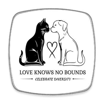 Chat et chien : l’amour ne connaît pas de frontières - Magnet carré - blanc - Devant