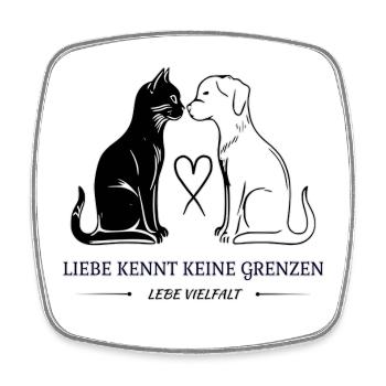 Katze & Hund: Liebe ohne Grenzen - Viereckiger Kühlschrankmagnet - Weiß - Vorne