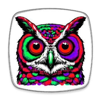 Owl - Square fridge magnet - white - Front