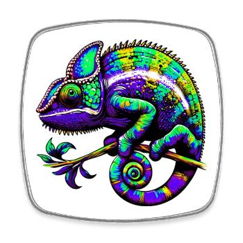 Chameleon - Square fridge magnet - white - Front