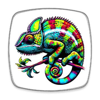 Chameleon - Square fridge magnet - white - Front