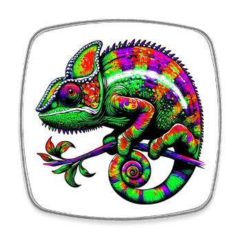 Chameleon - Square fridge magnet - white - Front