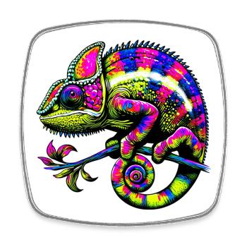 Chameleon - Square fridge magnet - white - Front