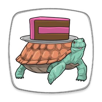 Gâteau à la tortue - Magnet carré - blanc - Devant