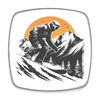 Snowboarder Zeichnung - Viereckiger Kühlschrankmagnet - Weiß - Vorne