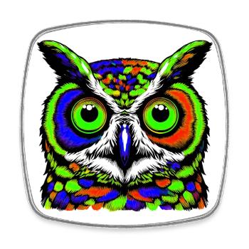 Owl - Square fridge magnet - white - Front