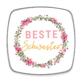 Beste Schwester! Personalisierbares Design - Viereckiger Kühlschrankmagnet - Weiß - Vorne