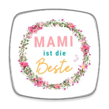 Mami ist die Beste! Floral, bunt, personalisierbar - Viereckiger Kühlschrankmagnet - Weiß - Vorne