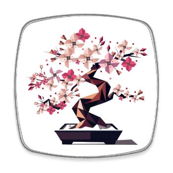 Kirschblüten Bonsai - Verbindung aus Kunst & Natur - Viereckiger Kühlschrankmagnet - Weiß - Vorne