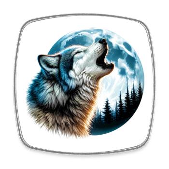 Wolf - Square fridge magnet - white - Front