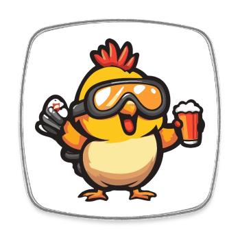 Huhn Apres Ski Bier Comic - Viereckiger Kühlschrankmagnet - Weiß - Vorne