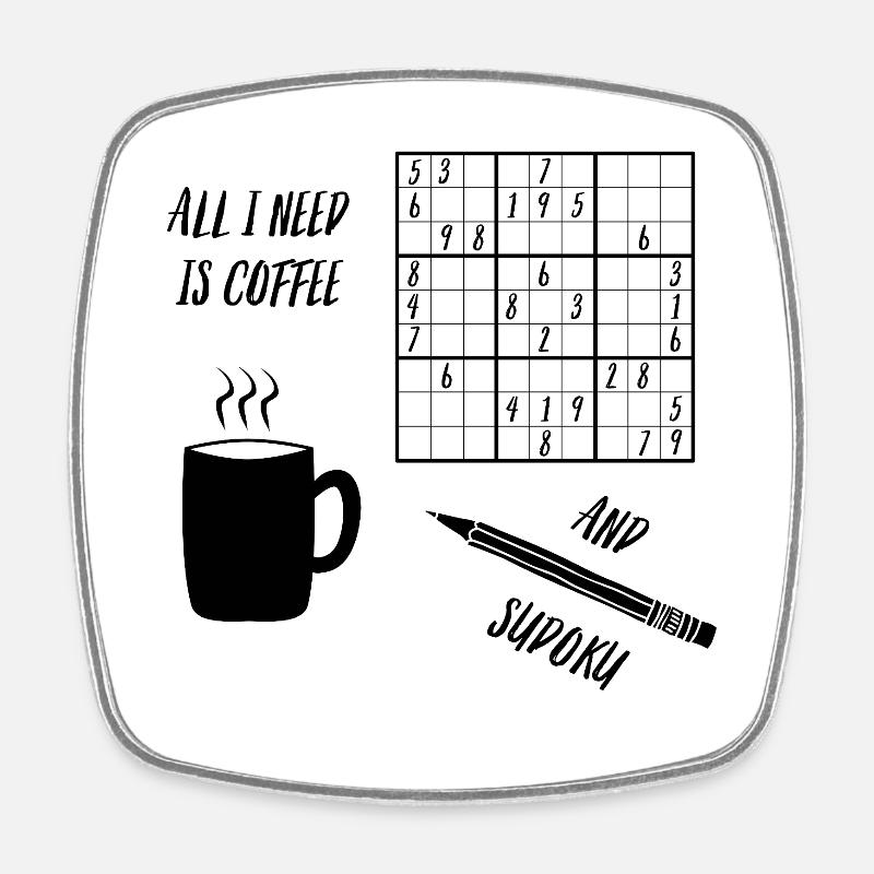 Sudoku et café - Magnet carré - blanc