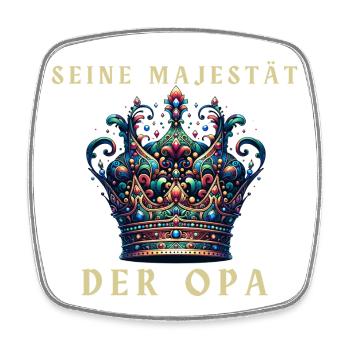 Seine Majestät der Opa Krone - Viereckiger Kühlschrankmagnet - Weiß - Vorne