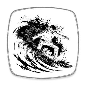Dessin de squelette de surf - Magnet carré - blanc - Devant
