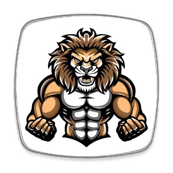 Leo Muscles Musculation - Magnet carré - blanc - Devant