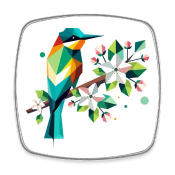 Bee-eaters on apple blossoms – Colourful motif - Square fridge magnet - white - Front