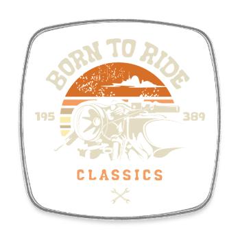 Born to Ride – Vintage Motorrad Retro Biker Logo - Viereckiger Kühlschrankmagnet - Weiß - Vorne