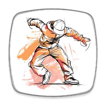 Breakdancer Zeichnung - Viereckiger Kühlschrankmagnet - Weiß - Vorne