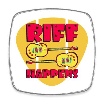 Riff Happens - Funny Comic-Style Guitars - Square fridge magnet - white - Front
