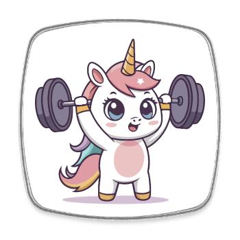 Athlète licorne en formation - Magnet carré - blanc - Devant