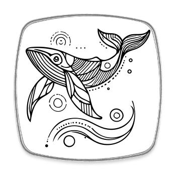 Spirit of the Ocean – Geometrischer Zen Wal - Viereckiger Kühlschrankmagnet - Weiß - Vorne