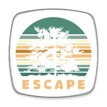 Escape Wald Design – Retro Natur Adventure Logo - Viereckiger Kühlschrankmagnet - Weiß - Vorne