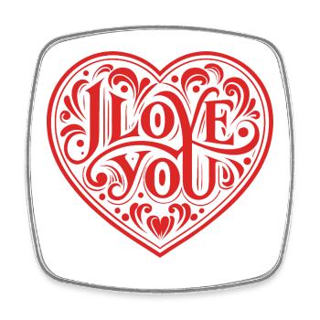 I love You - Valentine' Day - Liebe - Geschenk - Viereckiger Kühlschrankmagnet - Weiß - Vorne
