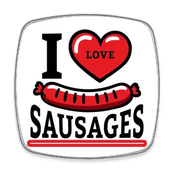 I love Sausages - Viereckiger Kühlschrankmagnet - Weiß - Vorne