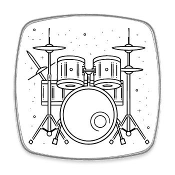 Drum Set Zeichnung - Viereckiger Kühlschrankmagnet - Weiß - Vorne