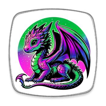 Drache - Viereckiger Kühlschrankmagnet - Weiß - Vorne
