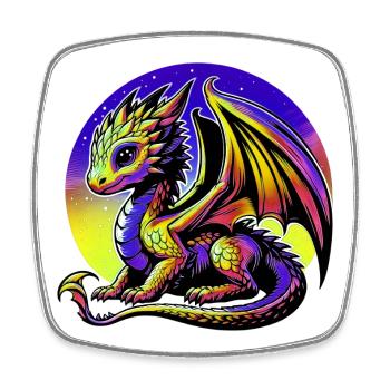 Drache - Viereckiger Kühlschrankmagnet - Weiß - Vorne