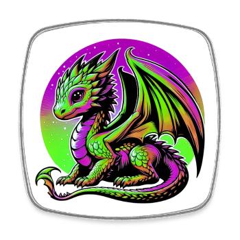 Drache - Viereckiger Kühlschrankmagnet - Weiß - Vorne